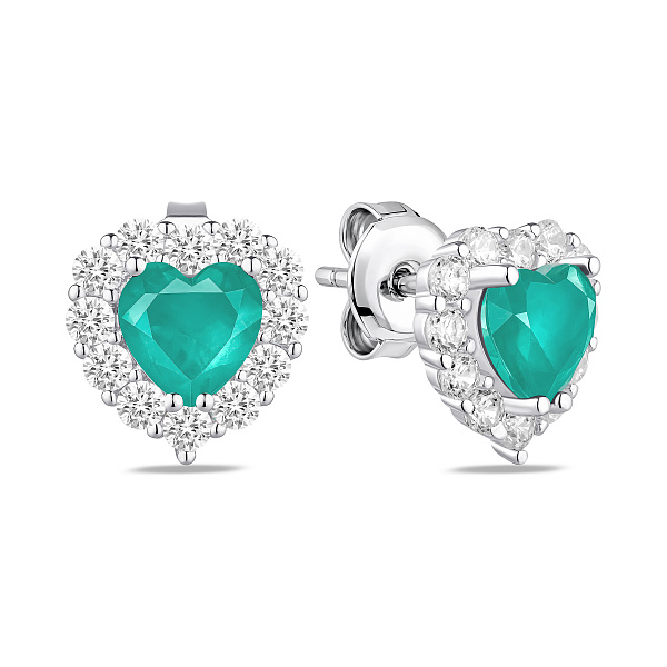 Серебряные пусеты Сердца с альпинитами (арт. 7518/7487аз) – изображение 1