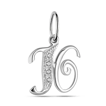 Золотий кулон Літера Ю з фіанітами (арт. 440295б)