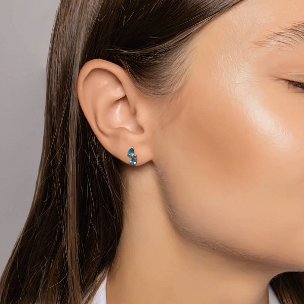 Золоті сережки з топазом (арт. 111234Птг) – зображення 2