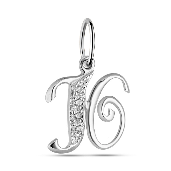 Золотий кулон Літера Ю з фіанітами (арт. 440295б) – зображення 1