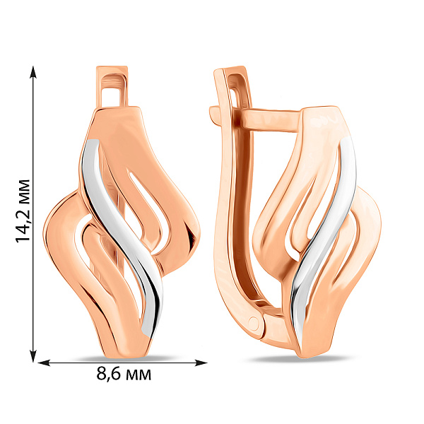 Сережки з червоного і білого золота (арт. 106097кб) – зображення 4