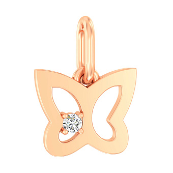 Золотая подвеска Бабочка с фианитом (арт. 440508)