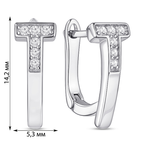 Серебряные серьги с дорожкой из фианитов (арт. 7502/100103) – изображение 2