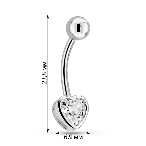 Серебряная серьга-пирсинг Сердце  (арт. 7512/2185833) – изображение 2
