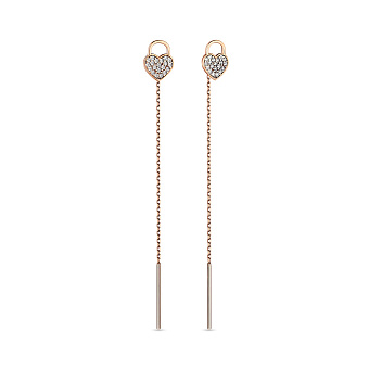 Фото Золотые серьги-протяжки с фианитами (арт. 106785)