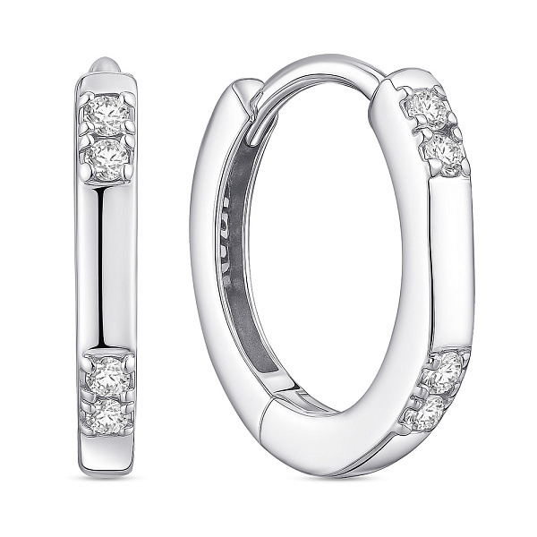 Срібні сережки-кільця з фіанітами (арт. 7502/9979/10) – зображення 1