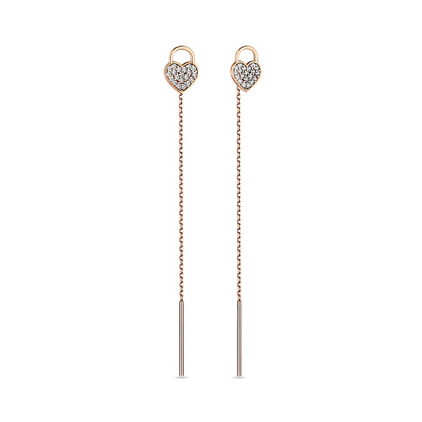 Золотые серьги-протяжки с фианитами (арт. 106785) – изображение 1