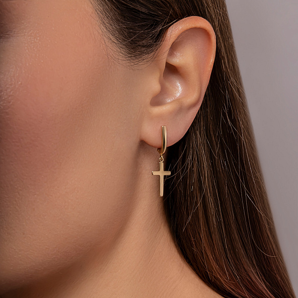 Золоті сережки-підвіски з хрестиками (арт. 110516ж) – зображення 2