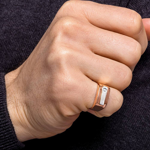 Печатка из красного и белого золота (арт. 180386кбм) – изображение 2