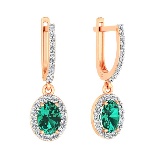 Сережки из золота с зеленым кварцем (арт. 111159Пз) – изображение 1