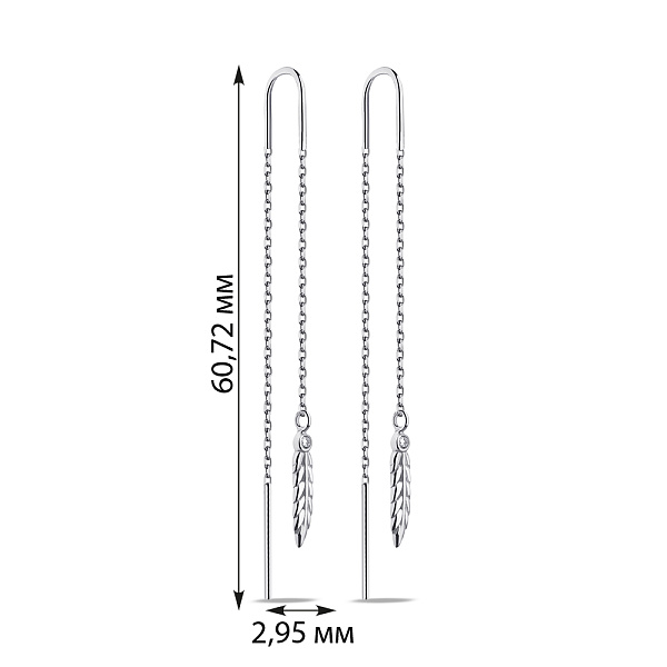 Серьги-протяжки из серебра с фианитами (арт. 7502/2074) – изображение 2
