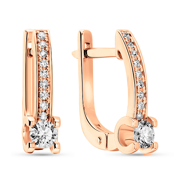 Сережки из красного золота с бриллиантами (арт. 2191427201) – изображение 1