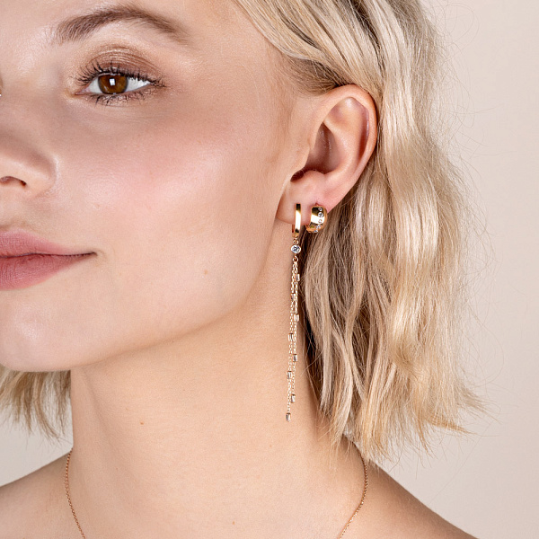 Довгі сережки-підвіски з червоного золота (арт. 109562) – зображення 2