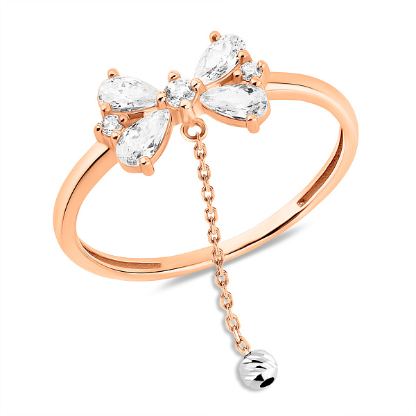Золота каблучка Бантики з підвіскою (арт. 141304) – зображення 1