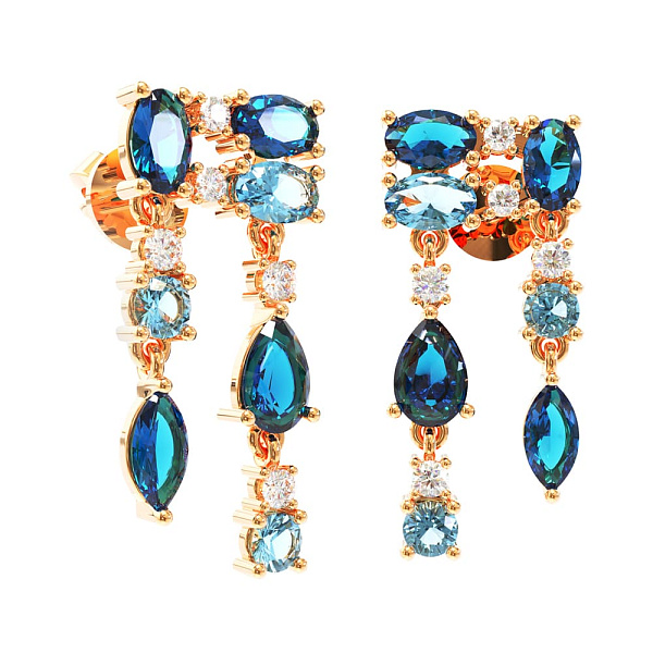 Золоті сережки з топазом Лондон і фіанітами (арт. 110858Плф) – зображення 1