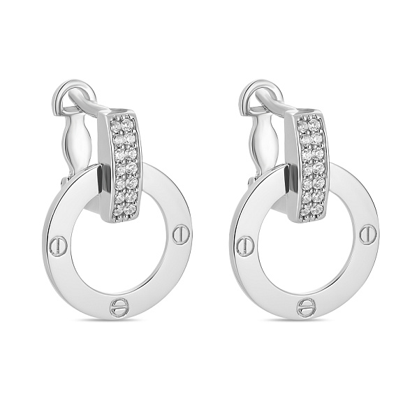 Сережки из белого золота с фианитами (арт. 106285б) – изображение 1