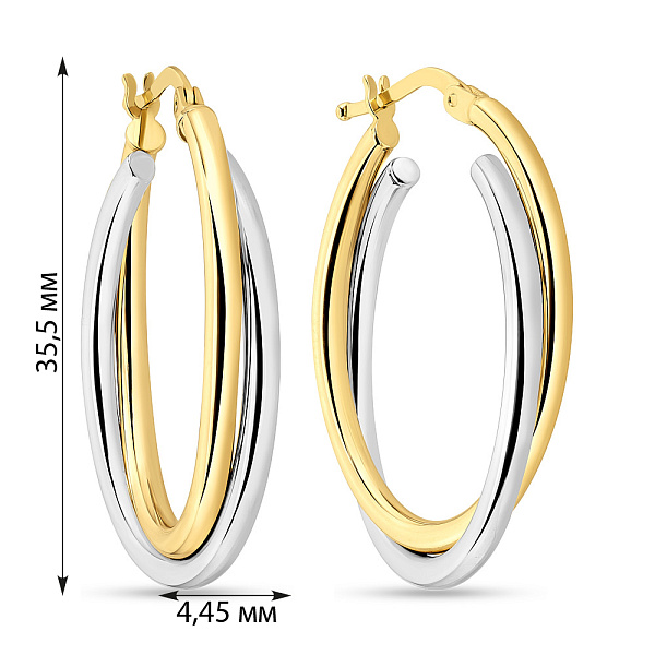 Серьги-кольца из комбинированного золота (арт. 105061/30жб) – изображение 2