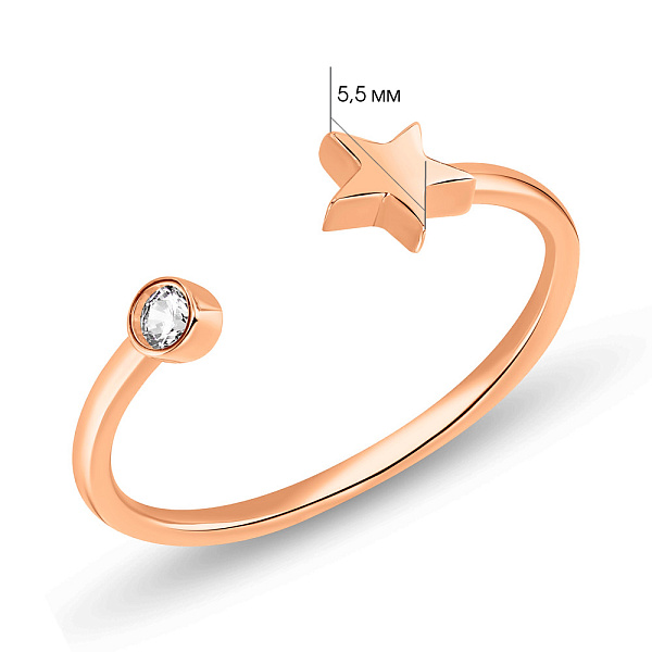 Золотое незамкнутое кольцо с фианитом (арт. 155564) – изображение 6