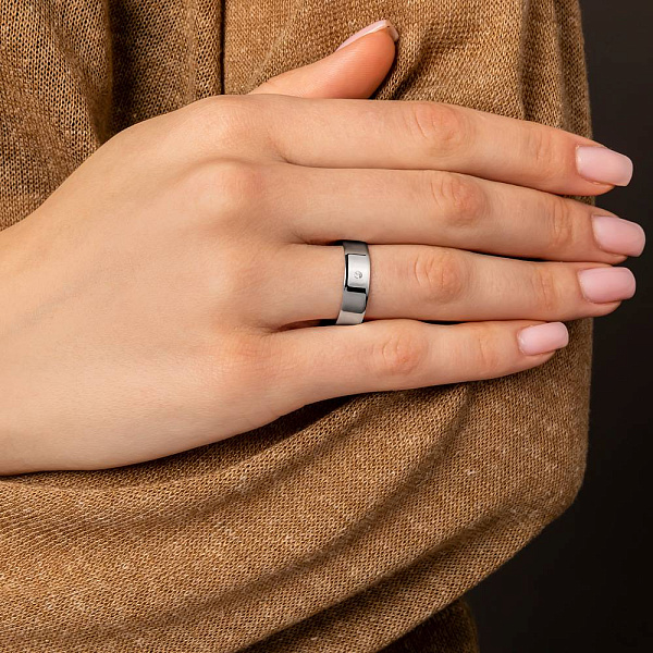 Обручальное кольцо из белого золота с бриллиантом (арт. К239194б) – изображение 2