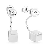 Сережки-джекети з білого золота з фіанітами (арт. 104580б)