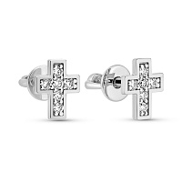 Золоті сережки Хрестики з діамантами (арт. Т011624010б)