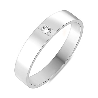 Обручальное кольцо из белого золота с бриллиантом (арт. К239182б)