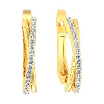 Сережки Синергія з фіанітами з жовтого золота (арт. 111043ж)