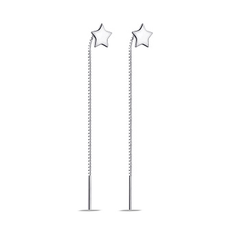 Серебряные серьги-протяжки Звездочки без камней (арт. 7502/9736)