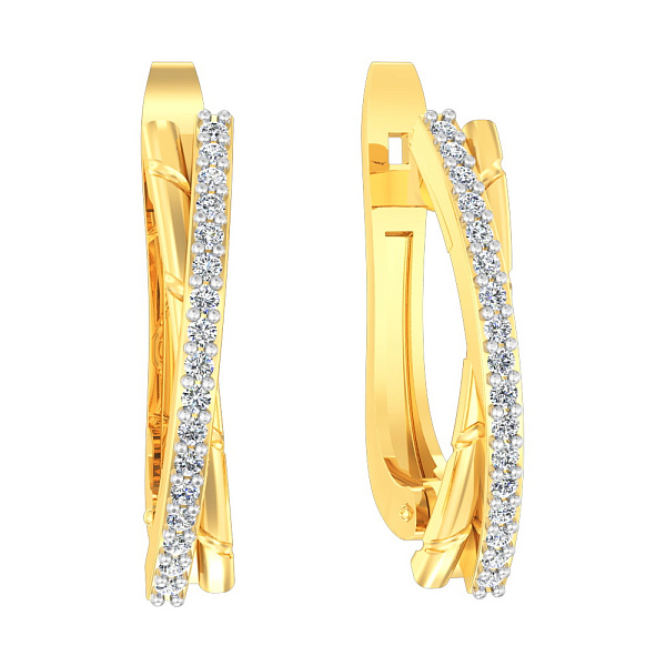 Сережки Синергія з фіанітами з жовтого золота (арт. 111043ж) – зображення 1