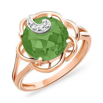 Фото Кольцо из золота с хризопразом и фианитами (арт. 140674Пх)