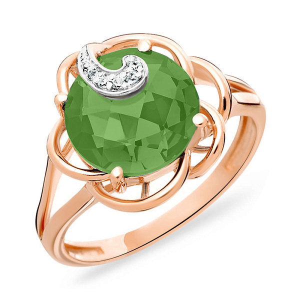 Кольцо из золота с хризопразом и фианитами (арт. 140674Пх) – изображение 1