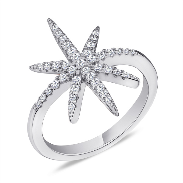 Серебряное кольцо "Звезда" с фианитами (арт. 7501/5299) – изображение 1