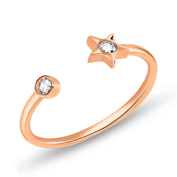 Незамкнутое кольцо "Звезда" из золота с фианитами  (арт. 155569) – изображение 1