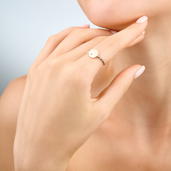 Золотое кольцо с одним фианитом (арт. 140914) – изображение 2