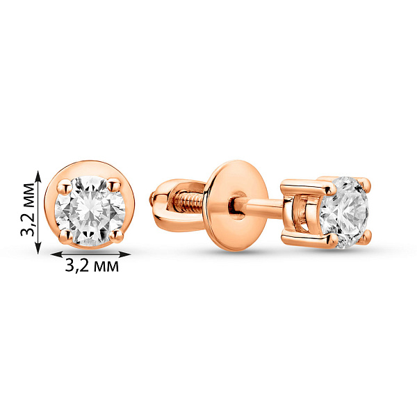 Золотые серьги-пусеты с бриллиантами (арт. Т011633030) – изображение 2