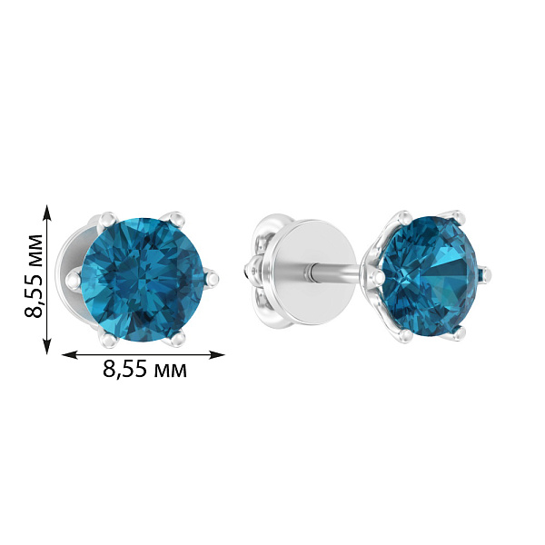 Золотые серьги пусеты с топазом (арт. 110341Пбл) – изображение 2