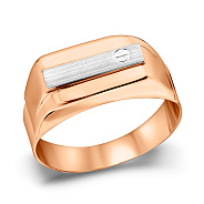 Печатка из красного и белого золота (арт. 180386кбм)