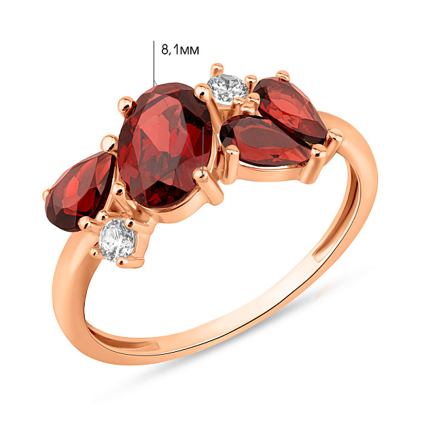 Кольцо из красного золота с гранатом  (арт. 141256Пк) – изображение 6