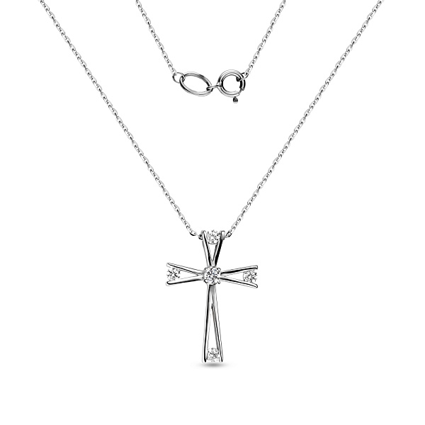 Золотой декоративный крестик на цепочке с фианитами (арт. 350965б) – изображение 2