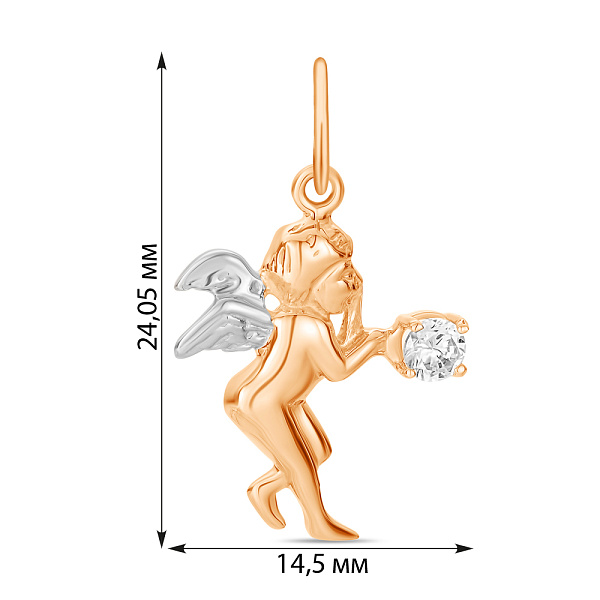 Подвеска «Ангел» из красного золота с фианитом (арт. 424158кб) – изображение 2