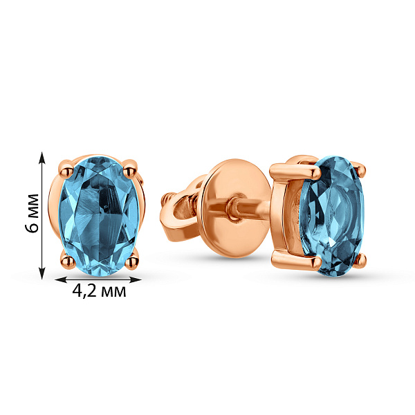 Золоті сережки пусети з топазом (арт. 111252Птг) – зображення 2