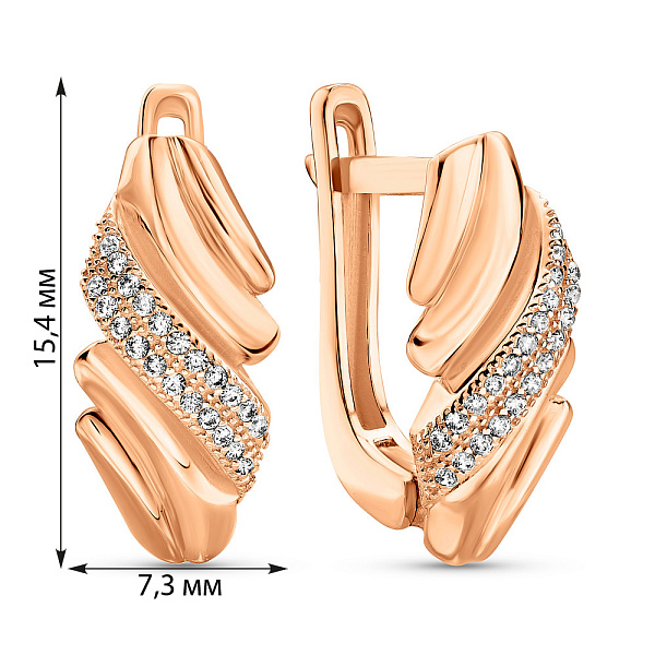 Сережки з червоного золота з фіанітами (арт. 1091118) – зображення 2