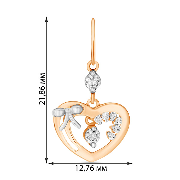 Золотой кулон Сердце с фианитами (арт. 423492) – изображение 2