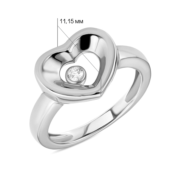 Золота каблучка Серце з фіанітом (арт. 154525б) – зображення 2