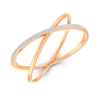 Подвійна каблучка з червоного золота з діамантами (арт. К011260010)