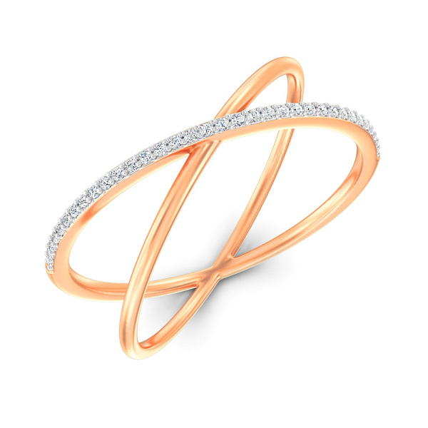 Двойное кольцо из красного золота с бриллиантами (арт. К011260010) – изображение 1