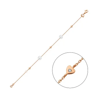 Золотий браслет з перлами і фіанітами (арт. 322163прлб)