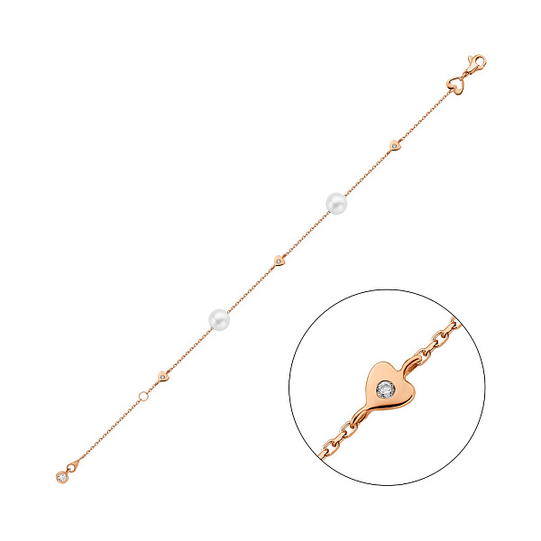 Золотой браслет с жемчугом и фианитами (арт. 322163прлб) – изображение 1