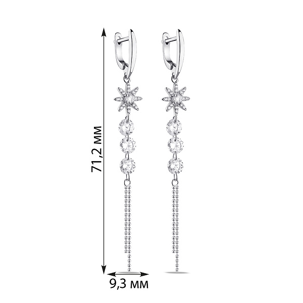 Серебряные серьги-подвески с фианитами (арт. 7502/9022) – изображение 2
