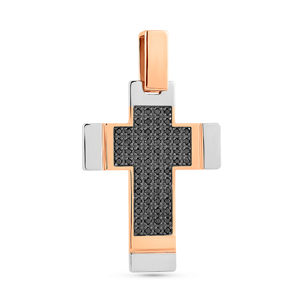 Золотой крестик с черными бриллиантами (арт. П011796020ч) – изображение 1